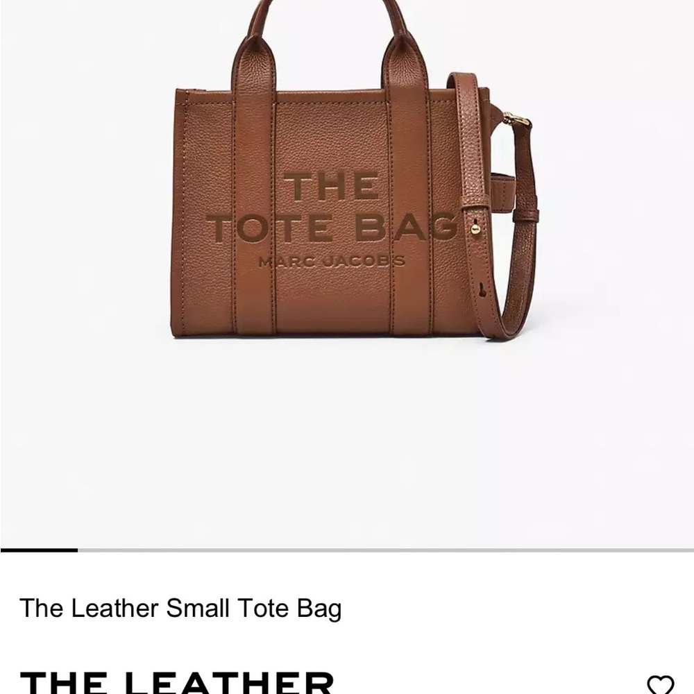 Marc Jacobs Brown Leather Small Tote Bag with Embossed Branding